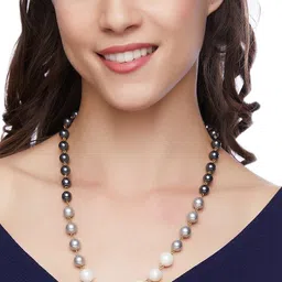 Mahi Grey & Off-White Brass Gold-Plated Glass Beads Pearls Necklace-picture-54