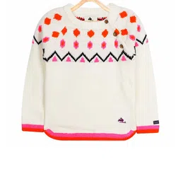 Cherry Crumble Boys Off-White & Pink Wool Self Design Pullover-picture-42