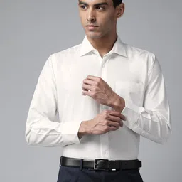 Shaftesbury London Men White Smart Slim Fit Semiformal Shirt-image-80