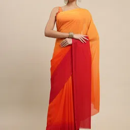 Moda Rapido Women Red & Orange Ombre Saree-image-10