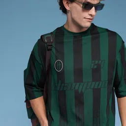 HERE&NOW Oversized Fit Striped Pure Cotton T-shirt-picture-46