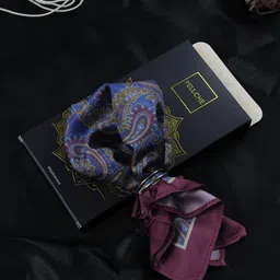 Peluche Men Purple Silk Paisley Pocket Square-image-56