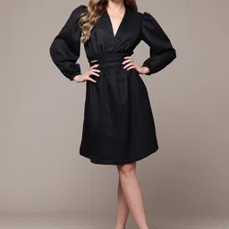 bebe Soft Romance Self Checked A-Line Dress with Cut-Out Detail image 1