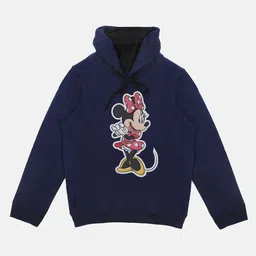 Disney by Wear Your Mind Girls Navy Printed Hooded Sweatshirt With Attached Face Cover-picture-40