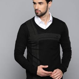 Louis Philippe Men Black Printed Pullover-picture-28