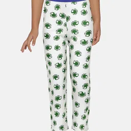 SINI MINI Girls White & Green Printed Lounge Pants-picture-38