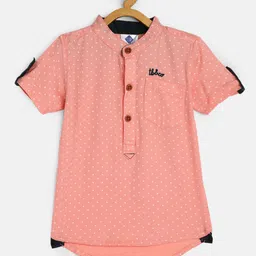 TONYBOY Boys Peach Premium RegularFit Printed Pure Cotton Casual Shirt-picture-30