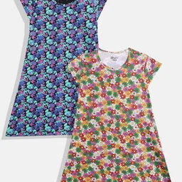 Eteenz Pack Of 2 Kids Girls Printed A-Line Dress-image-66