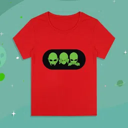 RCPL Bad Monkey Kids Red Alien Printed Slim Fit T-shirt-picture-36