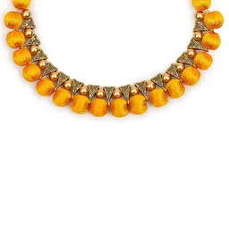 AKSHARA Gold-Toned & Yellow Beaded Handcrafted Choker Necklace-picture-32