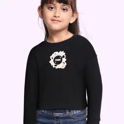 Puma Girls Black Alpha Crew Printed Sweatshirt-image-25