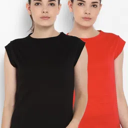 appulse Women Pack Of 2 Solid Round Neck T-shirts-image-94