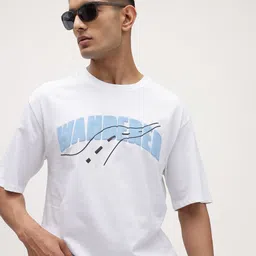 Roadster Men Typography Printed Pure Cotton Drop-Shoulder Sleeves Pure Cotton T-shirt-picture-34
