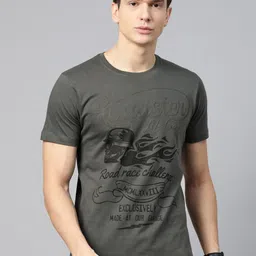 Roadster Men Charcoal Grey Printed Round Neck T-shirt-picture-41