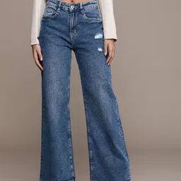 The Roadster Lifestyle Co. Women Wide Leg Light Fade Stretchable Jeans-image-33