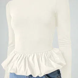 HERE&NOW Women Round Neck Peplum Top-picture-41