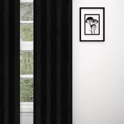 PAVO Black Single Jacquard 300GSM Medium Blackout Long Door Curtain-picture-10