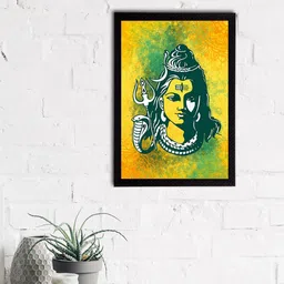 eCraftIndia Yellow & Green Lord Shiva Satin Matt Texture UV Art Painting-image-85