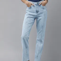 The Roadster Life Co. Women Pure Cotton Straight Fit High-Rise Heavy Fade Jeans-image-67