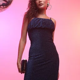 Tokyo Talkies Shimmer Bodycon Dress With Back Slit-picture-35