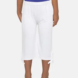 SINI MINI Girls White Solid Regular Fit Capris-picture-20