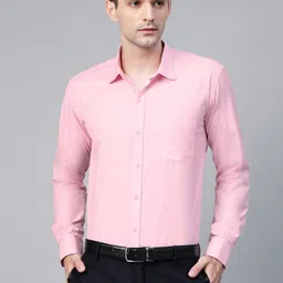 MANQ Men Pink Semi-Slim Fit Solid Formal Shirt-picture-17
