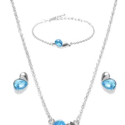 YouBella Silver-Toned & Blue Stone-Studded Jewellery Set-picture-39