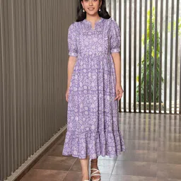 mulmul mulmul.com Floral Printed Cotton Fit & Flare Dress-picture-46