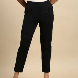 De Moza Women Slim Fit Cotton Regular Trousers-image-15