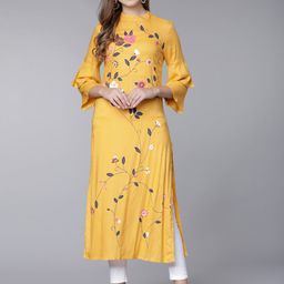 Vishudh Women Mustard Printed Straight Kurta-picture-39