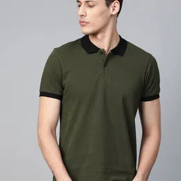 Roadster Men Olive Green Polo Collar Cotton Pure Cotton T-shirt-picture-24