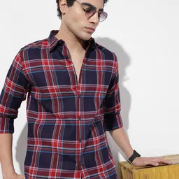 The Roadster Lifestyle Co. Men Relaxed Checked Pure Cotton Casual Shirt-image-96