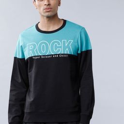 LOCOMOTIVE Men Blue & Black Colourblocked Sweatshirt-picture-41