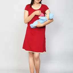 SillyBoom Women Maroon & White Maternity Tunic image 2