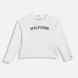 Tommy Hilfiger Girls Brand Logo Rubber Print Pure Cotton T-shirt image 1