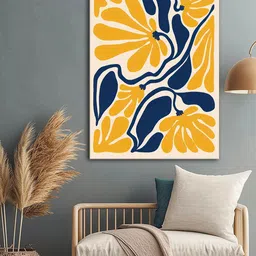 999Store Yellow & Blue Floral Canvas Wall Art-picture-36