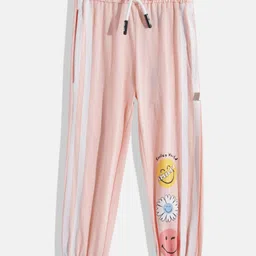 Happy Faces Girls Striped Pure Cotton Joggers-image-26