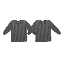 mack jonney VIMAL JONNEY Unisex Kids Pack of 2 Grey Striped Regular-Fit Thermal Top-picture-21