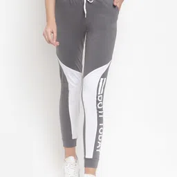 Boston Club Women Grey & White Printed Slim Fit Joggers-picture-39
