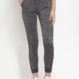 Boston Club Women Grey Self-Design Slim Fit Joggers-image-4