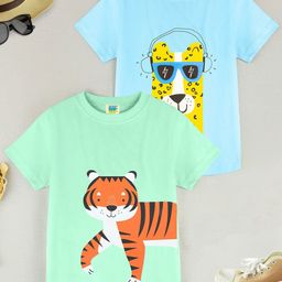 ZIP ZAP ZOOP Boys Pack Of 2 Printed Round Neck Pure Cotton T-shirt-picture-34