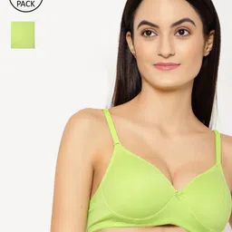 Floret Pack Of 2 Lime Green Solid Non-Wired Heavily Padded Push-Up Bra T3010-picture-31