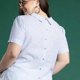 DressBerry Curve Plus Sized Striped Peter Pan Collar Top-picture-27