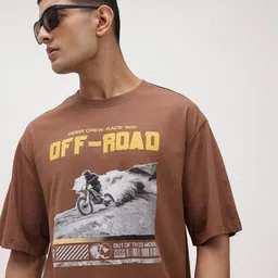 The Roadster Life Co. Typography Printed Pure Cotton Relaxed Fit T-shirt-image-96