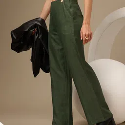 Chemistry Women Straight Fit High-Rise Pure Cotton Trousers-image-20
