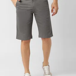 Peter England Casuals Men Grey Solid Regular Fit Regular Shorts-picture-44