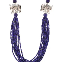 Bamboo Tree Jewels Oxidized Blue & Silver-Toned Handcrafted Necklace-picture-32