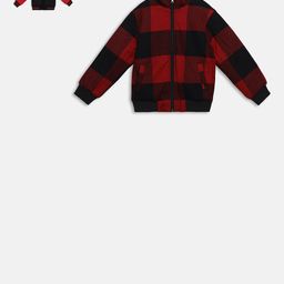 t-base Kids Black & Red Checked Reversible Bomber Jacket-picture-30