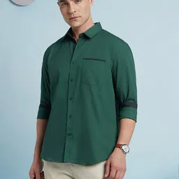 Dennis Lingo Men Solid Spread Collar Full Sleeves Regular Fit Shirt-image-15