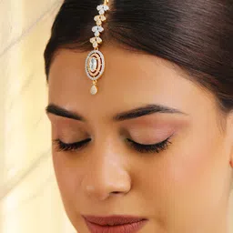 Rubans Gold-Plated Artificial Stones Studded Maang Tikka-picture-19